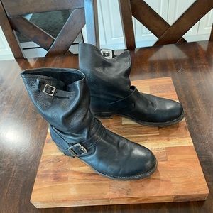 Frye Veronica Slouchy Black Leather Moto Boots-EUC size 10